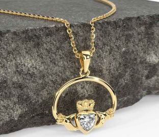 Diamond Gold Claddagh Necklace