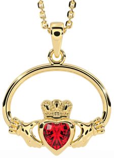 Ruby Gold Claddagh Necklace