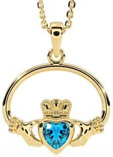 Topaz Gold Claddagh Necklace