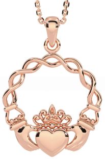 Rose Gold Silver Celtic Claddagh Necklace