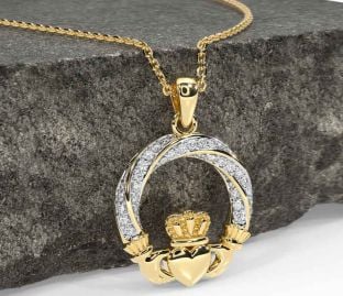 Diamond Gold Claddagh Necklace