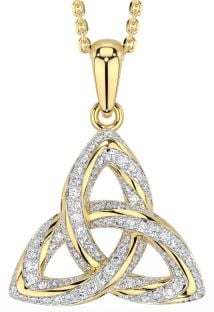 Diamond Gold Silver Celtic Trinity Knot Necklace