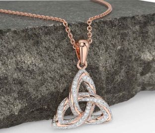 Diamond Rose Gold Celtic Trinity Knot Necklace