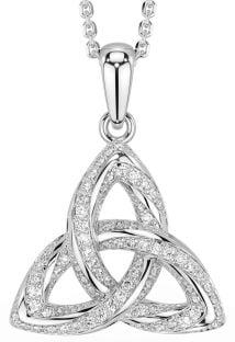 Diamond White Gold Celtic Trinity Knot Necklace