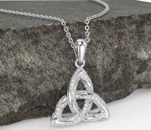 Diamond White Gold Celtic Trinity Knot Necklace
