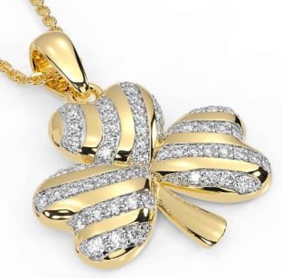 Diamond Gold Silver Shamrock Necklace