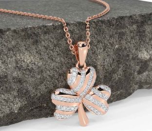 Diamond Rose Gold Shamrock Necklace