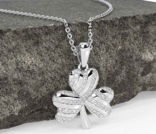 Diamante Argento Trifoglio Collana