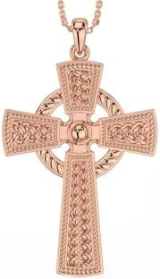 Large Rose Gold Celtic Cross Necklace