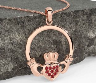 Ruby Rose Gold Silver Claddagh Necklace