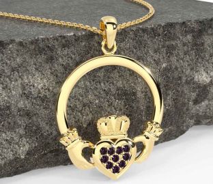Alexandrite Gold Claddagh Necklace