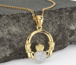 Diamond Gold Claddagh Necklace