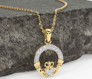 Diamond Gold Claddagh Necklace