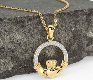 Diamond Gold Claddagh Necklace