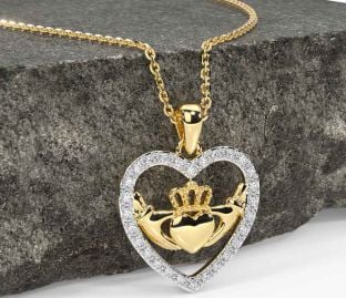Diamond Gold Claddagh Necklace