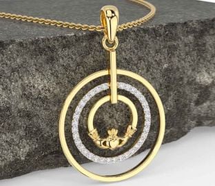 Diamond Gold Claddagh Necklace