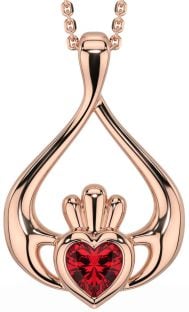 Ruby Rose Gold Silver Claddagh Necklace