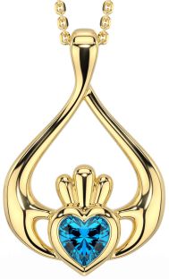 Topaz Gold Silver Claddagh Necklace