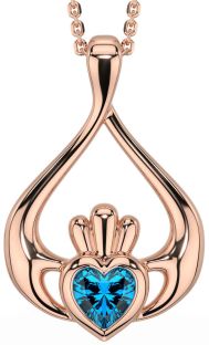 Topaz Rose Gold Claddagh Necklace