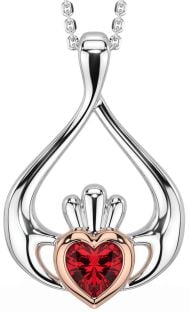 Ruby Rose Gold Silver Claddagh Necklace