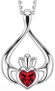 Ruby White Gold Claddagh Necklace