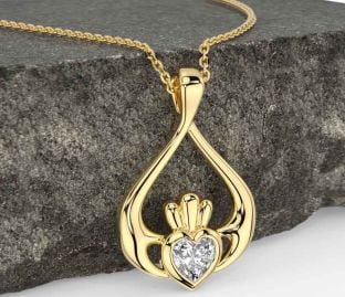 Diamond Gold Claddagh Necklace