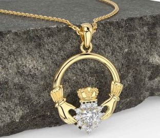 Diamond Gold Claddagh Necklace