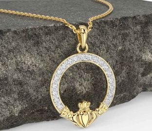 Diamond Gold Claddagh Necklace