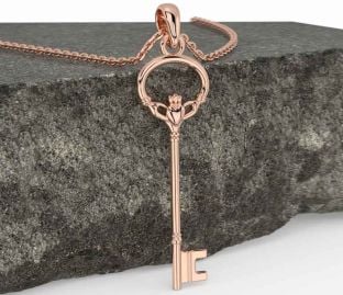 Rose Gold Silver Claddagh Necklace