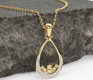 Diamond Gold Claddagh Necklace