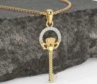 Diamond Gold Claddagh Necklace