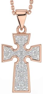 Diamond Rose Gold Celtic Cross Necklace