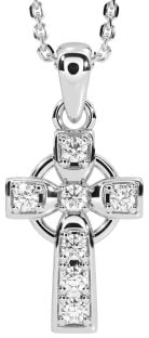 Diamond Silver Celtic Cross Necklace