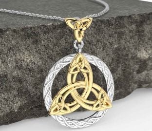 Gold Silver Celtic Trinity Knot Necklace