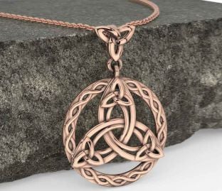 Rose Gold Silver Black Rhodium Celtic Trinity Knot Necklace