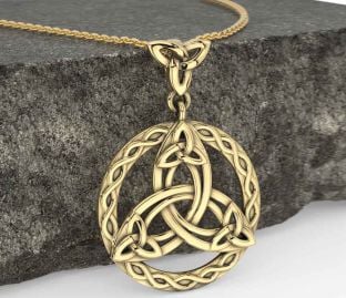 Gold Silver Black Rhodium Celtic Trinity Knot Necklace