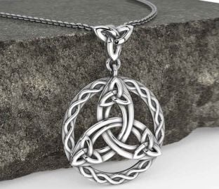 White Gold Black Rhodium Celtic Trinity Knot Necklace