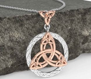White Rose Gold Celtic Trinity Knot Necklace