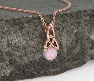 Rose Gold Celtic Trinity Knot Pearl Necklace