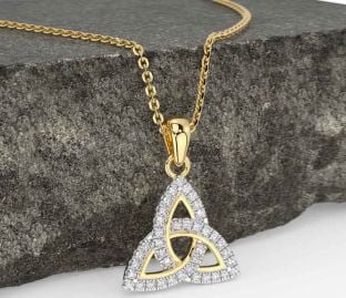 Diamond Gold Celtic Trinity Knot Necklace