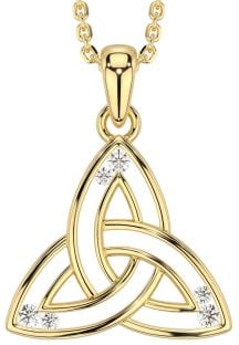 Diamond Gold Silver Celtic Trinity Knot Necklace