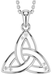 Diamond Silver Celtic Trinity Knot Necklace