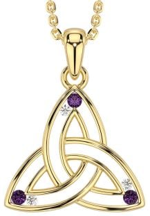 Diamond Alexandrite Gold Celtic Trinity Knot Necklace