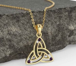 Diamond Alexandrite Gold Celtic Trinity Knot Necklace