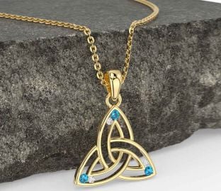Diamond Topaz Gold Celtic Trinity Knot Necklace