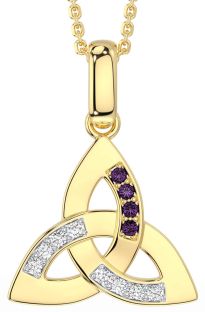 Diamond Alexandrite Gold Silver Celtic Trinity Knot Necklace