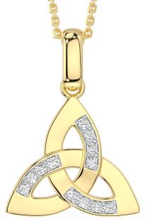 Diamond Gold Silver Celtic Trinity Knot Necklace