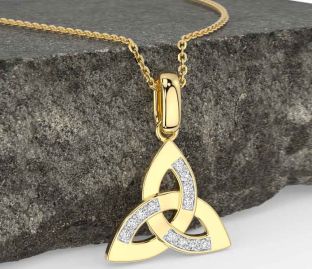 Diamond Gold Silver Celtic Trinity Knot Necklace