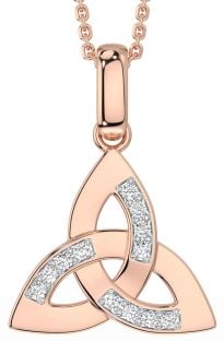 Diamond Rose Gold Celtic Trinity Knot Necklace