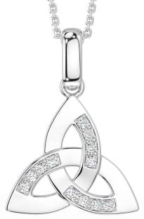 Diamond Silver Celtic Trinity Knot Necklace